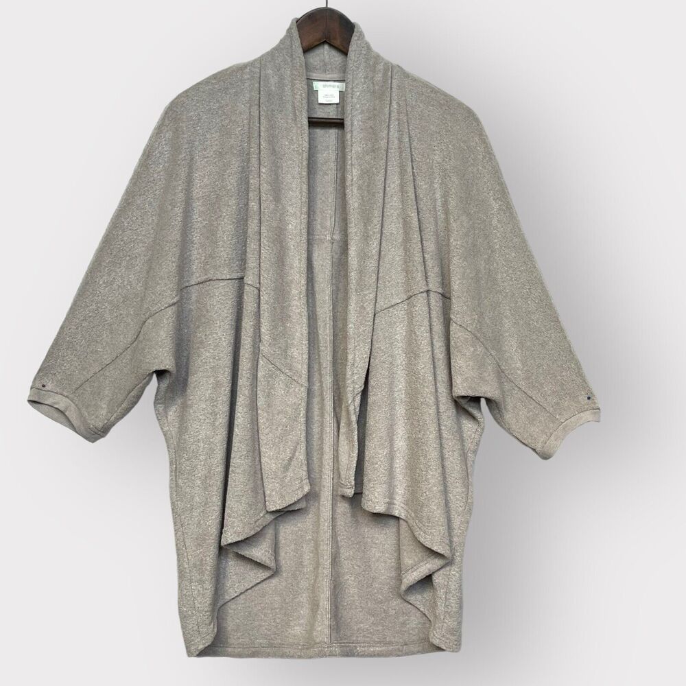 Shimera Open Cardigan Women M Gray Waterfall Fleece Dolman‎ Sleeve Stretch D10